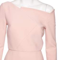Pre Owned Roland Mouret Pink Crepe Asymmetric Neck Detail Midi Dress M