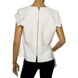 Pre Owned Roland Mouret White Crepe Breen Asymmetrical Hem Detail Blouse L