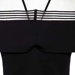 Pre Owned Roland Mouret Black Knit Mesh Inset Detailed Asymmetrical Peplum Top M