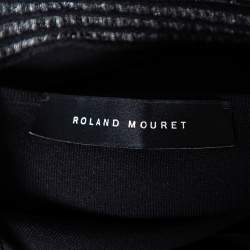 Pre Owned Roland Mouret Black Knit Mesh Inset Detailed Asymmetrical Peplum Top M