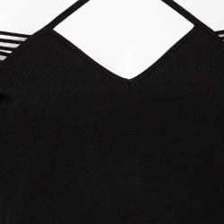 Pre Owned Roland Mouret Black Knit Mesh Inset Detailed Asymmetrical Peplum Top M