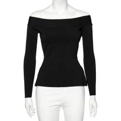 Pre Owned Roland Mouret Black Knit Tasso Off-Shoulder Top S