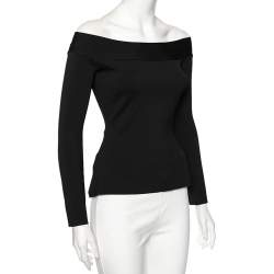 Pre Owned Roland Mouret Black Knit Tasso Off-Shoulder Top S