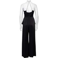 Pre Owned Roland Mouret Black Crepe And Silk Peplum Detailed Strapless Jumpsuit M 