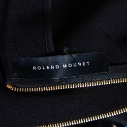 Roland Mouret Black Crepe Asymmetrical Neck Detailed Midi Dress S
