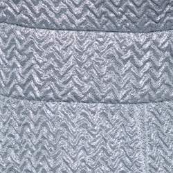 Pre Owned Roland Mouret Silver Silk Knit One- Shoulder Maxi Dress M