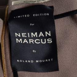 Pre Owned Roland Mouret Taupe Crepe Overlay Detailed Midi Dress L