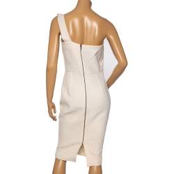 Pre Owned Roland Mouret Cream Wool One-Shoulder Midi Dress M