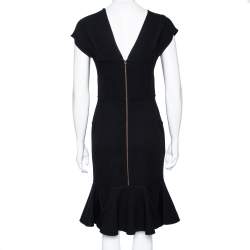 Pre Owned Roland Mouret Black Wool Peplum Hem Detail Dress M