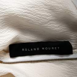 Pre Owned Roland Mouret Cream Textured Silk Draped Maxi Dress M