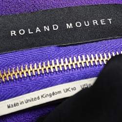 Pre Owned Roland Mouret Purple Wool Crepe Draped Sleeveless Gown M