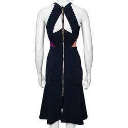 Roland Mouret Color Block Stretch Crepe Kennard Halter Dress S