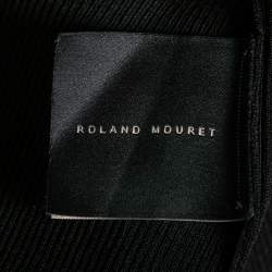 Pre Owned Roland Mouret Black Rib Knit Off Shoulder Long Sleeve Top M