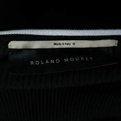 Pre Owned Roland Mouret Black Rib Knit Off Shoulder Long Sleeve Top M