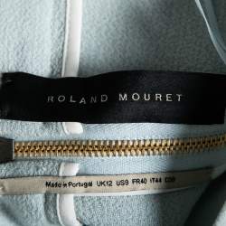 Pre Owned Roland Mouret Mint Green Wool Back Ruffle Detailed Top Skirt Suits M