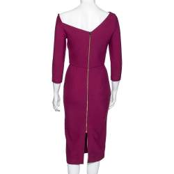 Pre Owned Roland Mouret Purple Crepe Midi Dress M