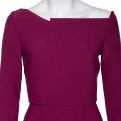 Pre Owned Roland Mouret Purple Crepe Midi Dress M