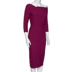 Pre Owned Roland Mouret Purple Crepe Midi Dress M