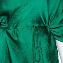 Pre Owned Roland Mouret Green Textured Silk Draped Side Slit Dresses S