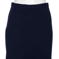 Pre Owned Roland Mouret Navy Blue Wool Crepe Pencil Skirt M