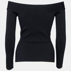 Pre Owned Roland Mouret Black Knit Off-Shoulder Long Sleeve Top S