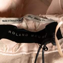 Pre Owned Roland Mouret Pearl Pink Laser Cut High Waist Kelston Shorts S