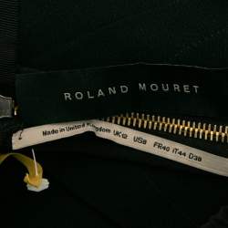 Pre Owned Roland Mouret Black Textured Cotton & Crepe Knee Length Skirt M