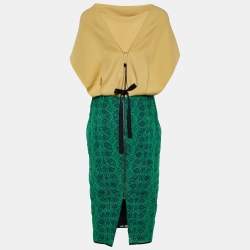 Pre Owned Roland Mouret Beige Crepe Contrast Embroidered Tulle Avalon Dress L