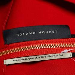 Pre Owned Roland Mouret Red/Blue Wool Colorblock Pattern Dress L