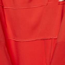 Pre Owned Roland Mouret Orange Cady Asymmetrical Neckline Dress L