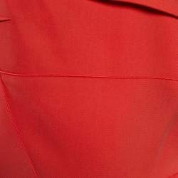 Pre Owned Roland Mouret Orange Cady Asymmetrical Neckline Dress L