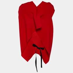 Roland Mouret Red Wool Asymmetric Draped Eugene Top M
