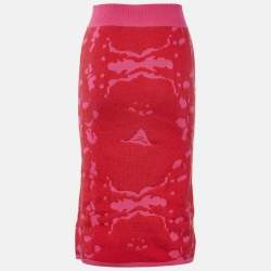 Pre Owned Roland Mouret Pink Cotton Knit Midi Skirt M