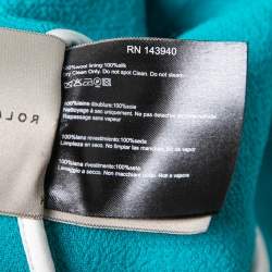 Roland Mouret Turquoise Blue Wool Zip Front Cropped Jacket M
