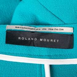 Roland Mouret Turquoise Blue Wool Zip Front Cropped Jacket M