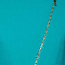 Roland Mouret Turquoise Blue Wool Zip Front Cropped Jacket M