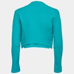Roland Mouret Turquoise Blue Wool Zip Front Cropped Jacket M
