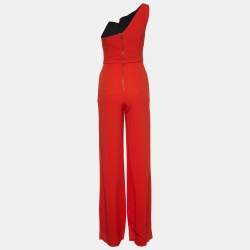 Pre Owned Roland Mouret Red Crepe Colston One Shoulder Jumpsuit S