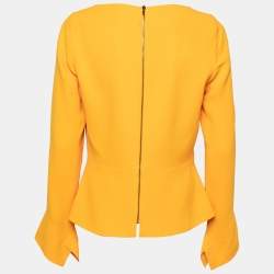 Pre Owned Roland Mouret Yellow Crepe Asymmetric Neck Top L