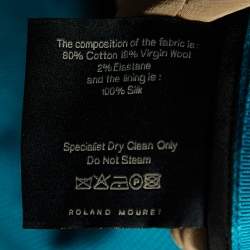 Pre Owned Roland Mouret Turquoise Blue Cotton & Wool Paneled Sheath Dress M