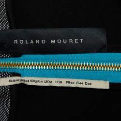 Pre Owned Roland Mouret Turquoise Blue Cotton & Wool Paneled Sheath Dress M