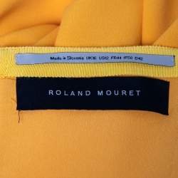 Pre Owned Roland Mouret Yellow Crepe Draped Aura Midi Pencil Skirt L