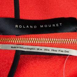 Pre Owned Roland Mouret Red Crepe Cap Sleeve Sheath Dress L