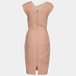Pre Owned Roland Mouret Pale Peach Wool Crepe Cutout Detail Sheath Dress M