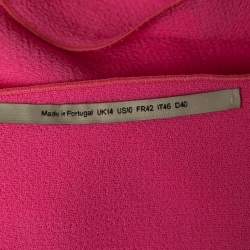 Pre Owned Roland Mouret Pink Crepe Asymmetrical Skirt Suit L 