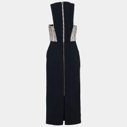 Pre Owned Roland Mouret Black Tweed & Crepe Sleeveless Dress M