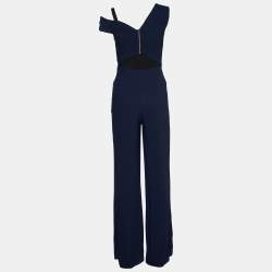 Pre Owned Roland Mouret Navy Blue Crepe Jumpsuit