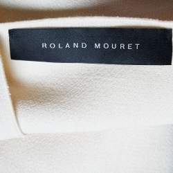 Pre Owned Roland Mouret Pink & Cream Wool Crepe Draped Eugene Top M