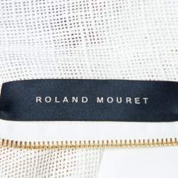 Pre Owned Roland Mouret White Cotton Cutwork Detail Sleeveless Midi Dress M