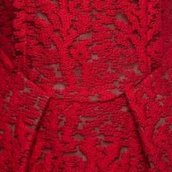 Pre Owned Roland Mouret Red Embroidered Tulle Skater Mini Dress M